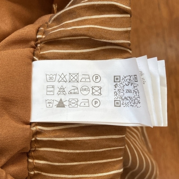 New Zara Striped High Waist Elastic Waistband Brown/Cream Boxer Shorts Medium - Picture 12 of 12